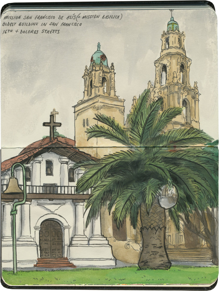 Mission San Francisco de Asís sketch by Chandler O'Leary
