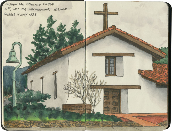Mission San Francisco Solano sketch by Chandler O'Leary