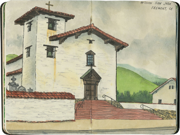 Mission San Jose sketch by Chandler O'Leary