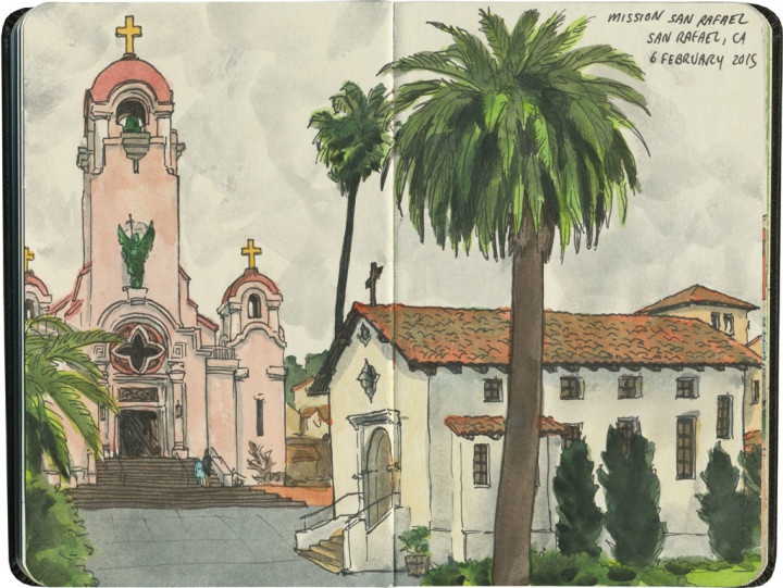 Mission San Rafael Arcángel sketch by Chandler O'Leary