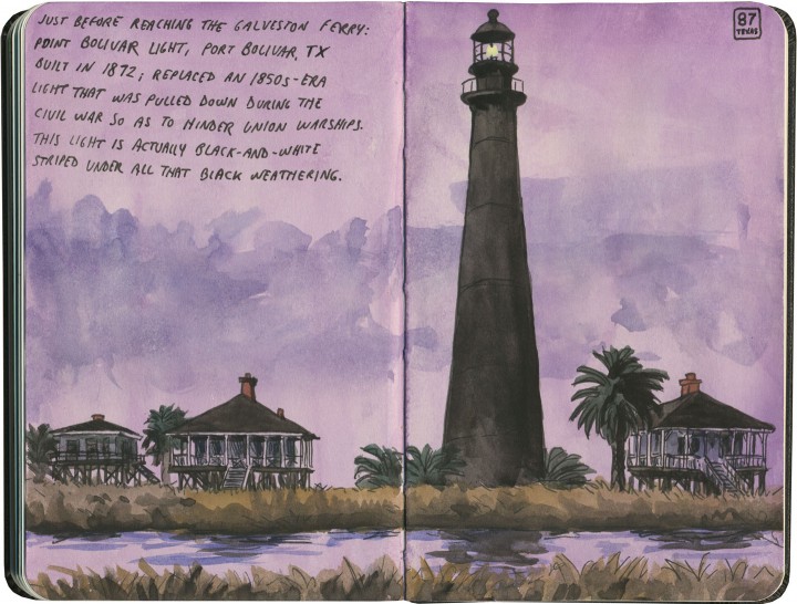 Pt. Bolivar Lighthouse sketch by Chandler O'Leary