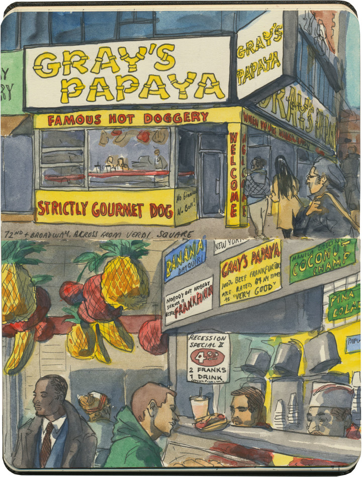 New York papaya sketch by Chandler O'Leary