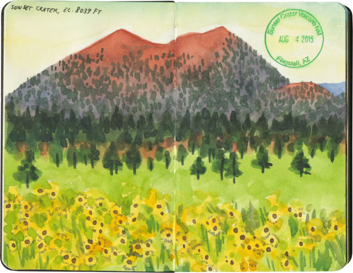 Sunset Crater National Monument sketch by Chandler O'Leary