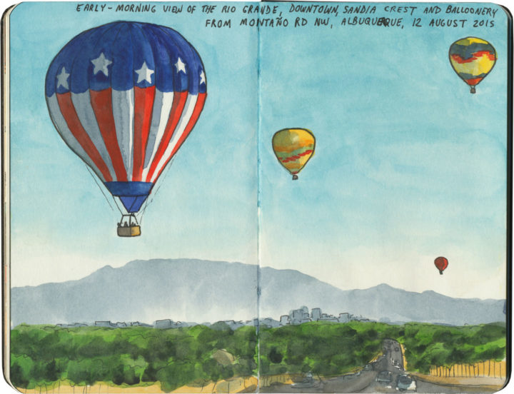 Albuquerque hot air balloons sketch by Chandler O'Leary