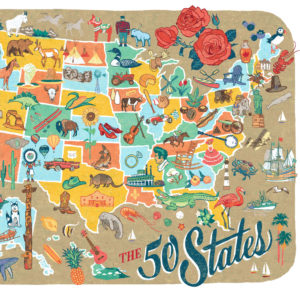 Detail of 50 States Map illustration by Chandler O'Leary