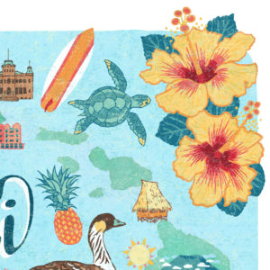 Detail of Hawaii illustration by Chandler O'Leary