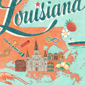 Detail of Louisiana illustration by Chandler O'Leary