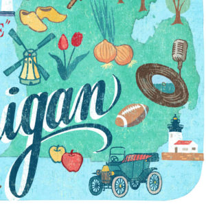 Detail of Michigan illustration by Chandler O'Leary