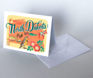 North Dakota card from the 50 States series illustrated and hand-lettered by Chandler O'Leary