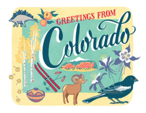 Colorado card from the 50 States series illustrated and hand-lettered by Chandler O'Leary
