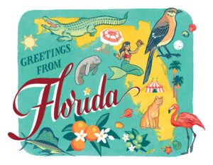 Florida card from the 50 States series illustrated and hand-lettered by Chandler O'Leary