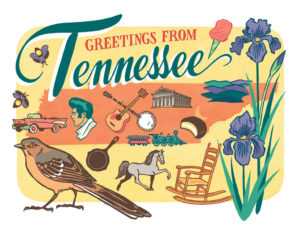 Tennessee card from the 50 States series illustrated and hand-lettered by Chandler O'Leary