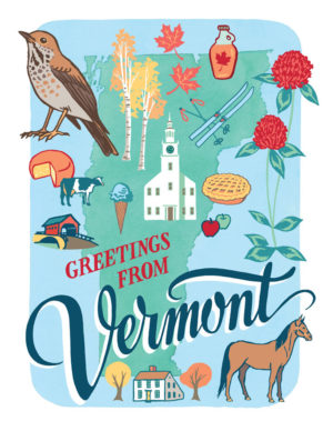 Vermont card from the 50 States series illustrated and hand-lettered by Chandler O'Leary