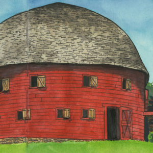Route 66 Round Barn sketchbook print by Chandler O'Leary