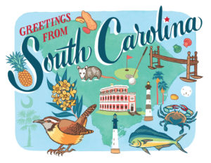 South Carolina card from the 50 States series illustrated and hand-lettered by Chandler O'Leary
