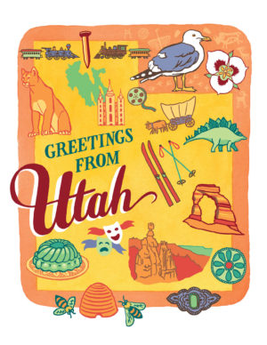 Utah card from the 50 States series illustrated and hand-lettered by Chandler O'Leary