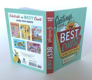 "Greetings from the Best Coast" book of 32 postcards by Chandler O'Leary, published by Sasquatch Books