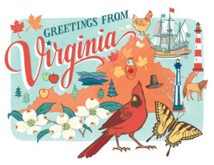 Virginia card from the 50 States series illustrated and hand-lettered by Chandler O'Leary