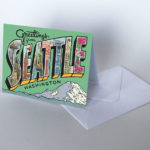 Greetings from Seattle card illustrated and hand-lettered by Chandler O'Leary