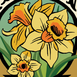 Detail of Tacoma Daffodil print illustrated and hand-lettered by Chandler O'Leary