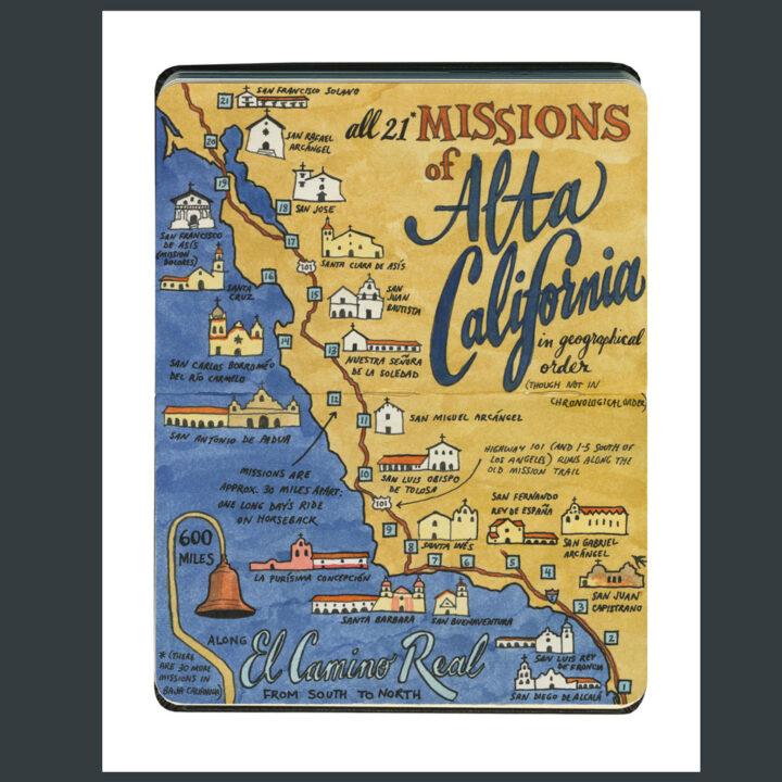 California Missions Map sketch print – Drawn the Road Again