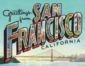 Greetings from San Francisco card illustrated and hand-lettered by Chandler O'Leary
